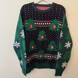 Giggling Getup Find the Pickle Game Sweater Men's Size XL Ugly Christmas Sweater